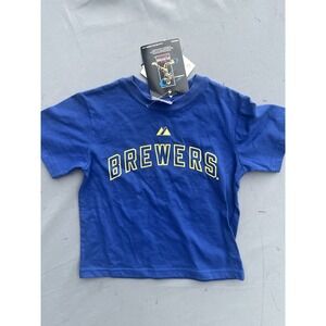 NWT MLB Brewers CC Sabathia Shirt Blue Size 4
